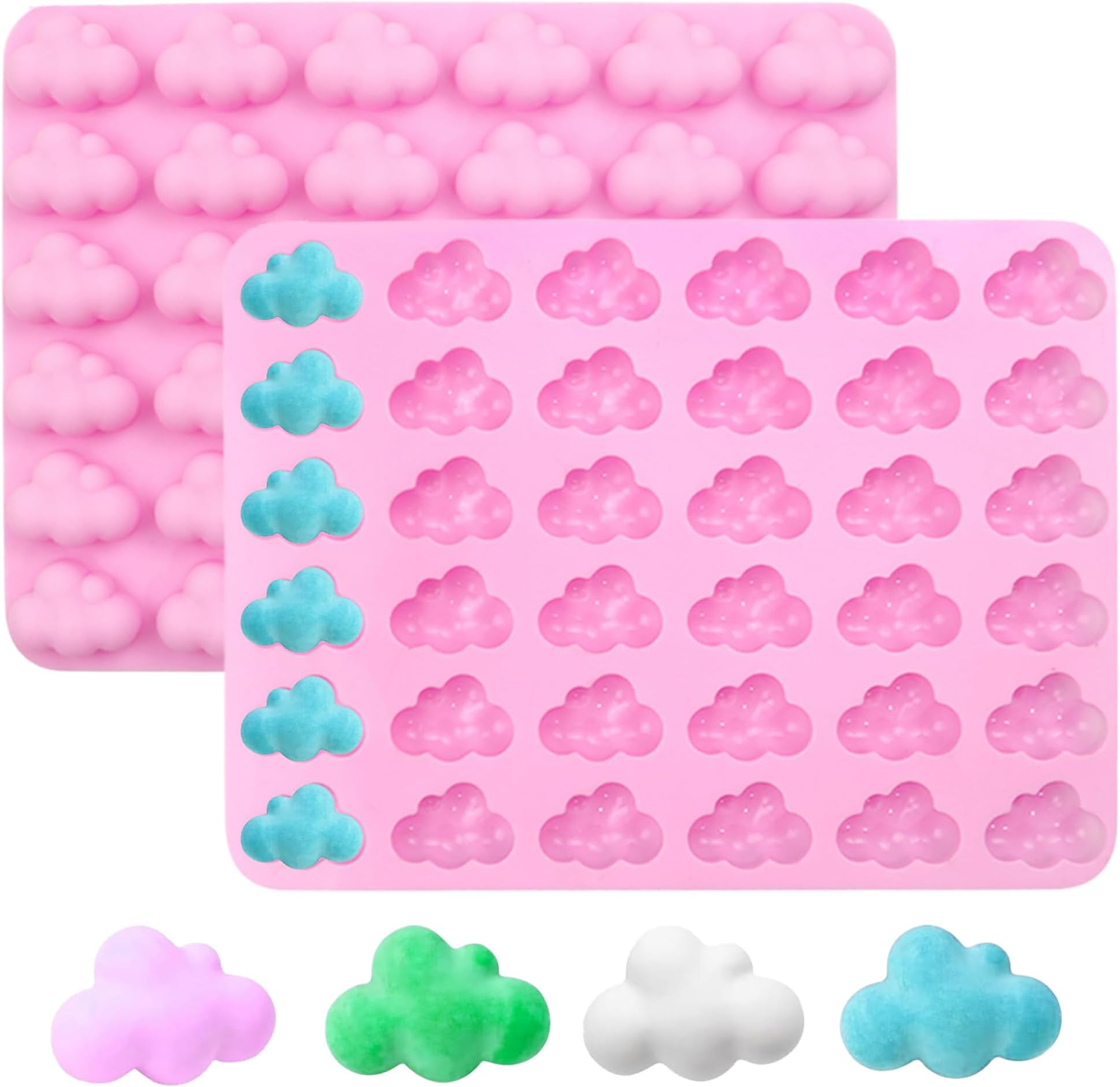 Fruit Snack Molds, 2 Packs Gummy Molds 36 Cavity Cloud Mini Chocolate Heat Resistant Food Grade Silicone Candy Non-Stick ＆ Easy Release Mini Ice Cube Tray, Silicone Candy