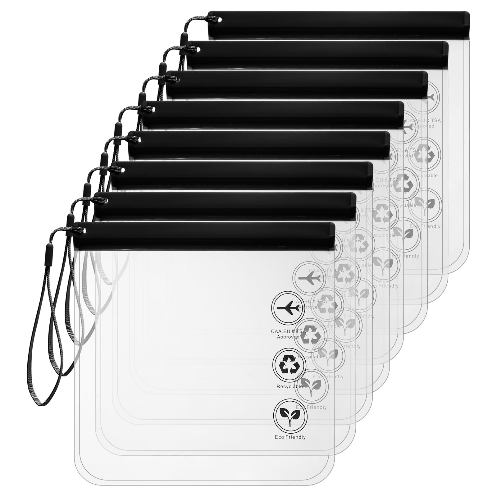 cobee 8 Pack TSA Approved Clear Toiletry Bags, 20x20cm Carry on Airport Airline Compliant Travel Bag Makeup Cosmetic Bag Organizer Leak-Proof Airport