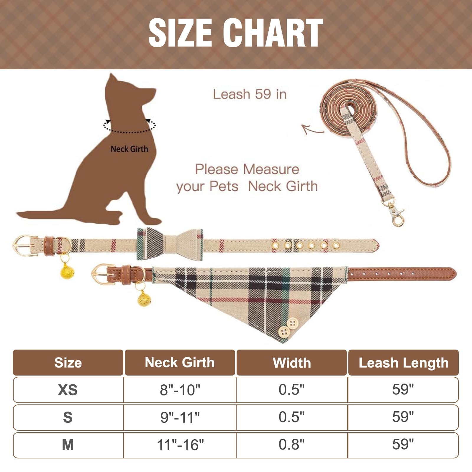 KOOLTAIL Dog Collar and Lead Set for Small Dogs with Bowtie and Bells - Image 2