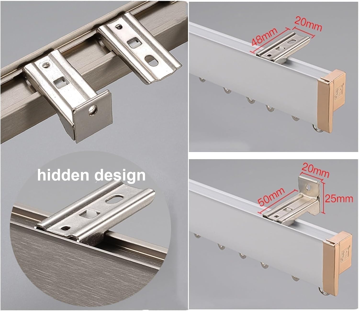 Aluminiowy uchwyt sufitowy ain Track 1-6 m Adjuble ain Rail do dzielnika pokoju, idealny do salonu i sypialni (biały, 4,8 m - 4 x 1,2 m)