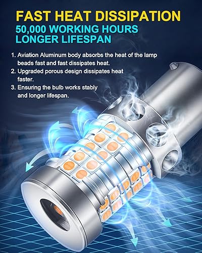 Miniatura 10 de Bombillas LED 7440 para luces direccionales, amarillo ámbar, 2200 K, extremadamente brillantes, CANBUS, sin errores, T20 7440A 7440NA 7441 WY21W,