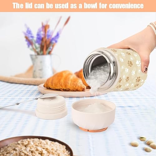 Miniatura 6 de Dog Paw Prints - Tarro de comida con cuchara de acero inoxidable aislado al vacío, termo de 17 onzas para comida caliente