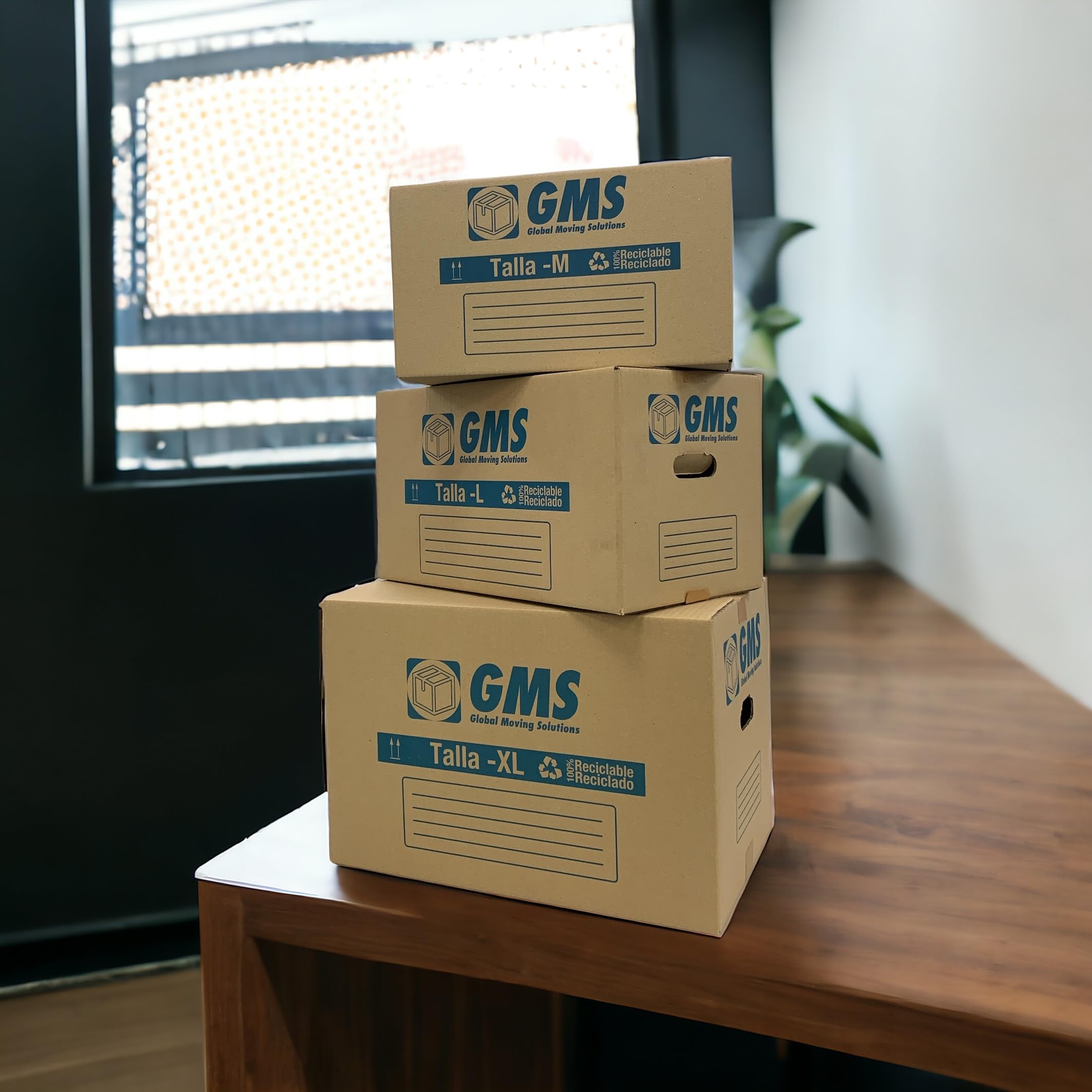 GMS - 20 Cajas Cartón Mudanza 55x35x35cm Talla XL de 67L + Burbuja Para Mudanzas y Almacenaje con Asas y Con Burbuja. Cartón Alta Resistencia (20Cajas 55x35x35cm + Burbuja)