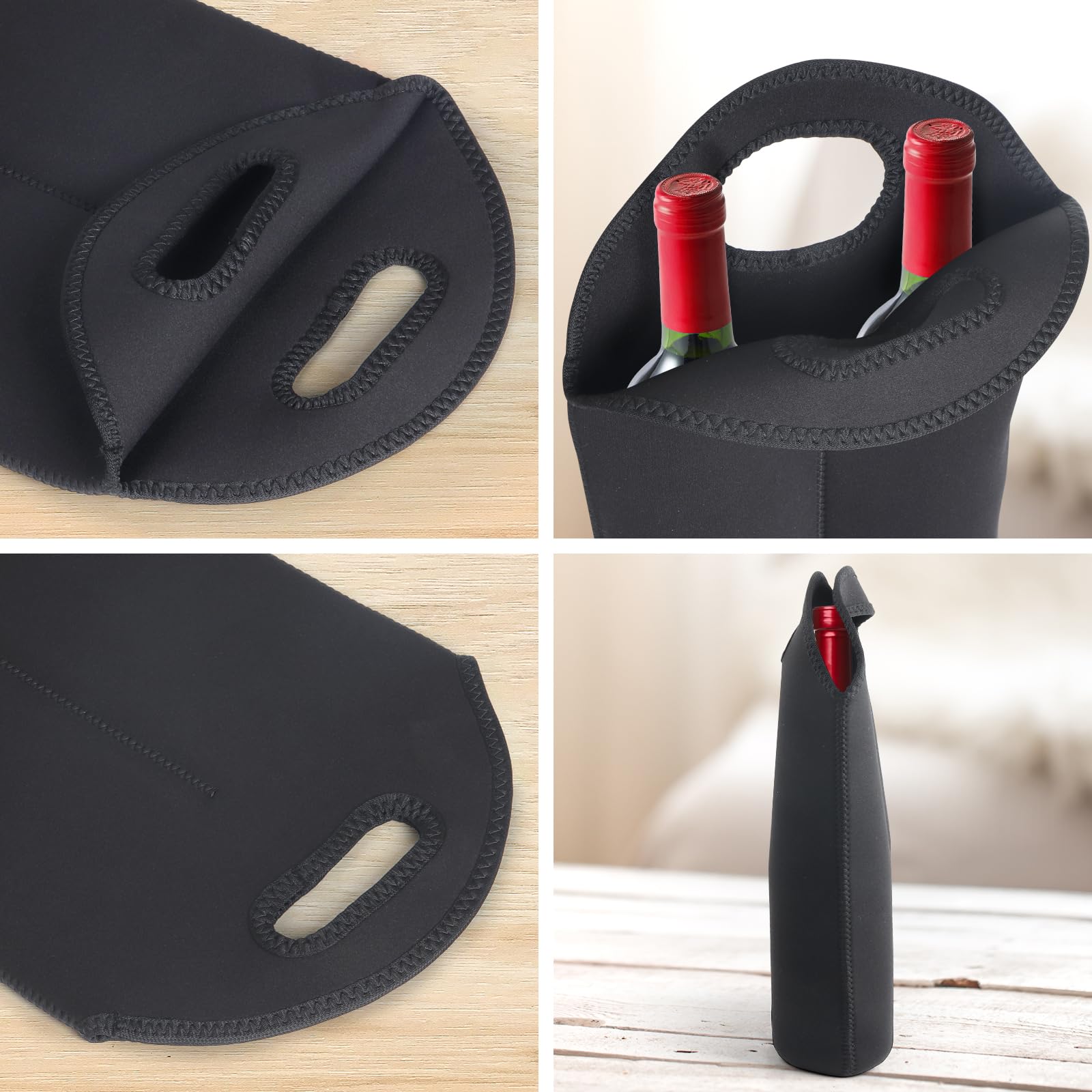 Paquete de 2 bolsas de transporte de vino, 4 bolsas de transporte para botellas de viaje y picnic, soporte aislado de neopreno para botellas de cerveza de agua con asa de transporte segura,