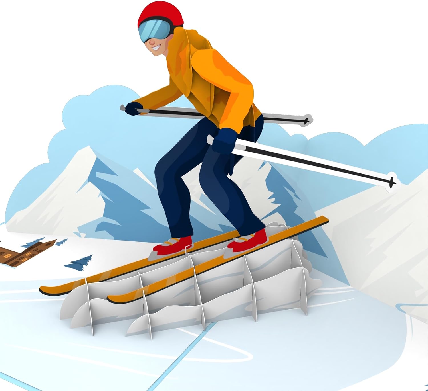 MOKIO® Carte PopUp Skieur Carte cadeau 3D pour des vacances au ski ou cours de ski, Bon de