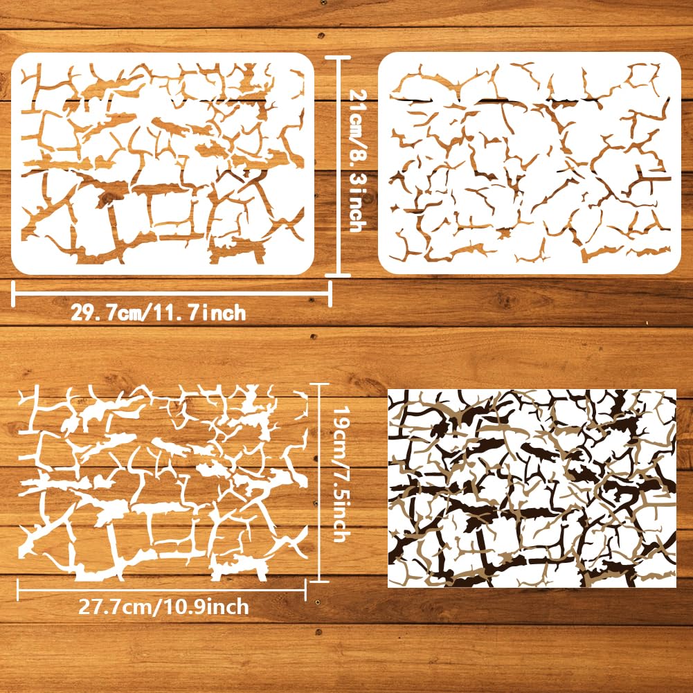 FINGERINSPIRE 2 stencil per crepe, 21 x 29,7 cm, riutilizzabili, con fessure rotte, stencil per decorazione fai da te per legno, pareti, tessuto, carta, mobili