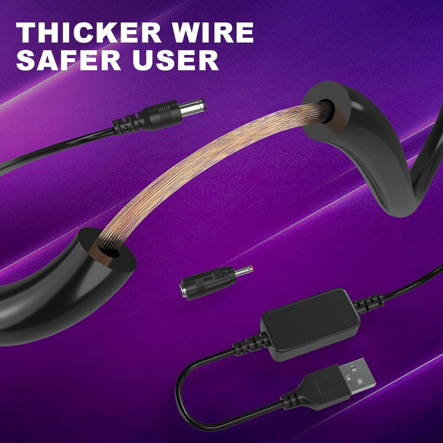 Visual representation of various devices compatible with the DROK USB to 12V adapter, including speakers, LED lights, routers, mini fans, game consoles, and cameras