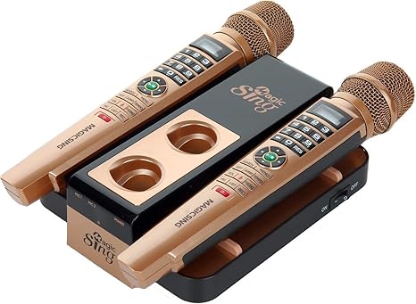 Magic Sing E5+ 5145 Tagalog English Songs/WiFi Karaoke Two Wireless Mics 12K English +1 Year Subscription for Tagalog Hindi Spanish Russian Vietnamese Japanese Korean Songs & More..