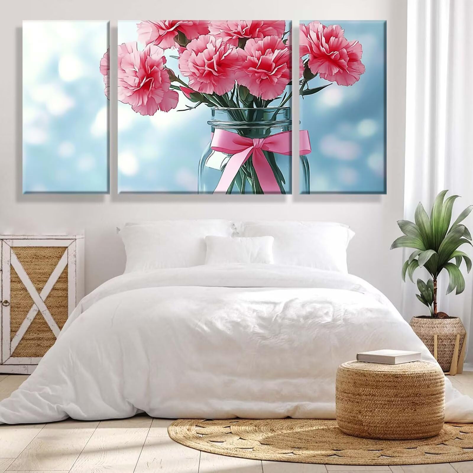3 Pezzi Dipingere con i Numeri adulti, Paint by Numbers Pianta Fiore(3), Kit Lavoretti Creativi, Kit di Pittura Acrilica Fai-da-Te, con Pennello, Decorazioni Casa 70x140cm (Senza Cornice) y1s-618