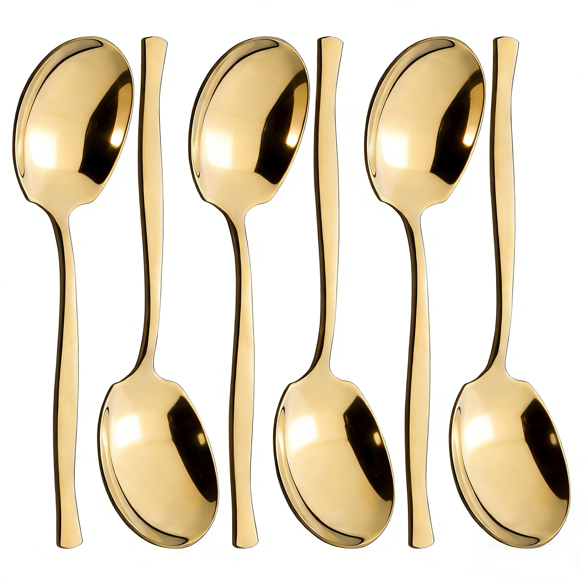 Xyskin Gold Serving Spoons, Set of 6 Stainless Steel Dinner Serving Spoons