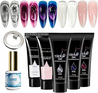 Extension Nail Gel Long Lasting Manicure Top Coat 5 Colors | Fingernail Extension Glue Gel for Sculpting Molding Art Design Building Women Home Salon Beauty