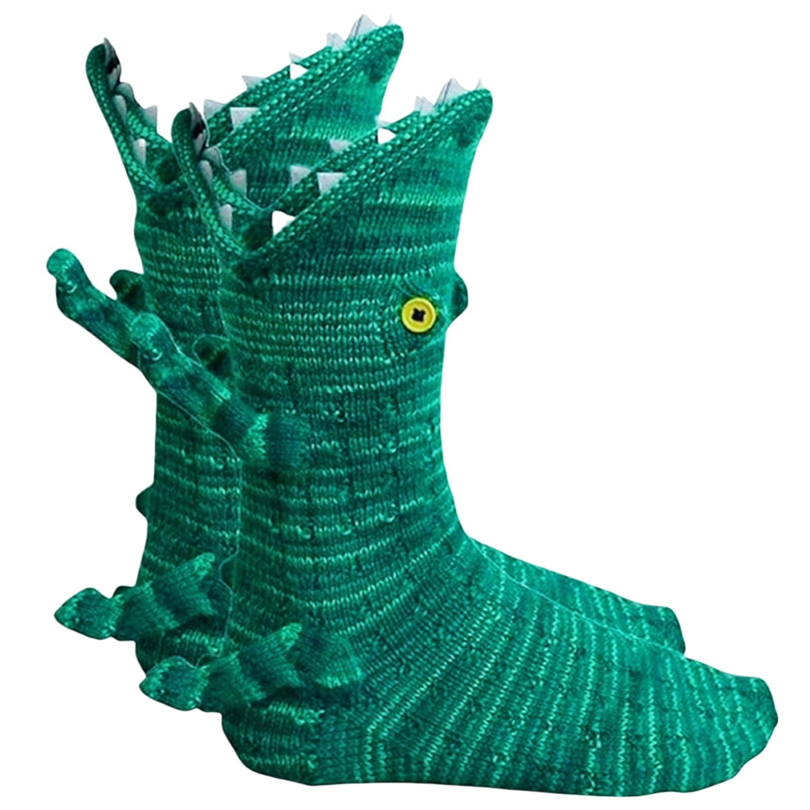 Aobiforu Unisex Green Christmas Crocodile Knit Socks, Novelty Crocodile Shape Socks, Funny Fuzzy Warm Winter Sock For Women Men As Thanks Giving Day & New Year Gift