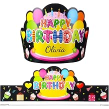 Yunsailing 36 Pcs Birthday Crowns Kids Classroom Party,Black | Happy Birthday Paper Hats Crowns for Kids Classroom School Black Cake Design Disposable Party Favors Gifts