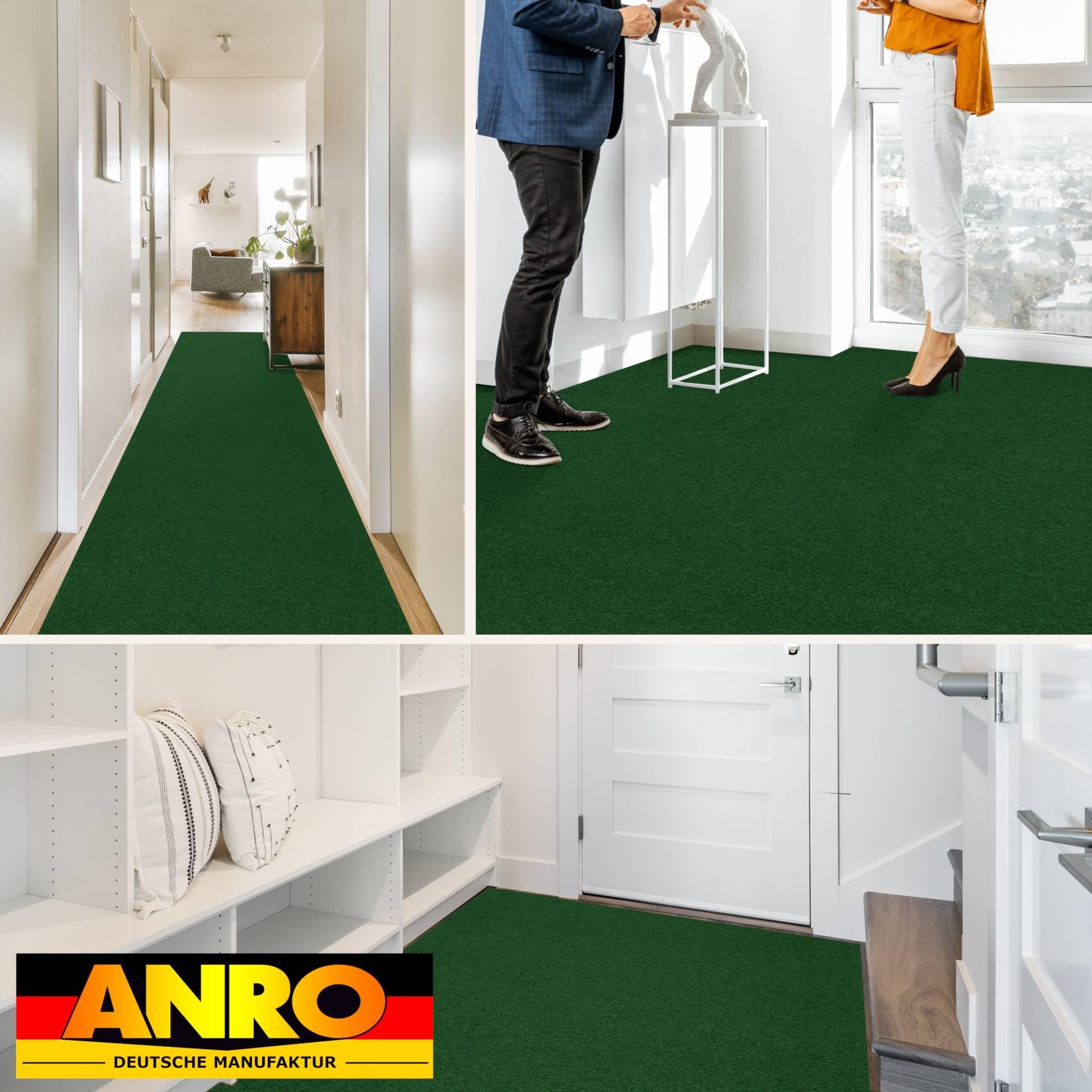 VIP Alex Tapis d'exposition, tapis de couloir, vendu au mètre, pour mariage, réception, 600 x 100 cm, vert