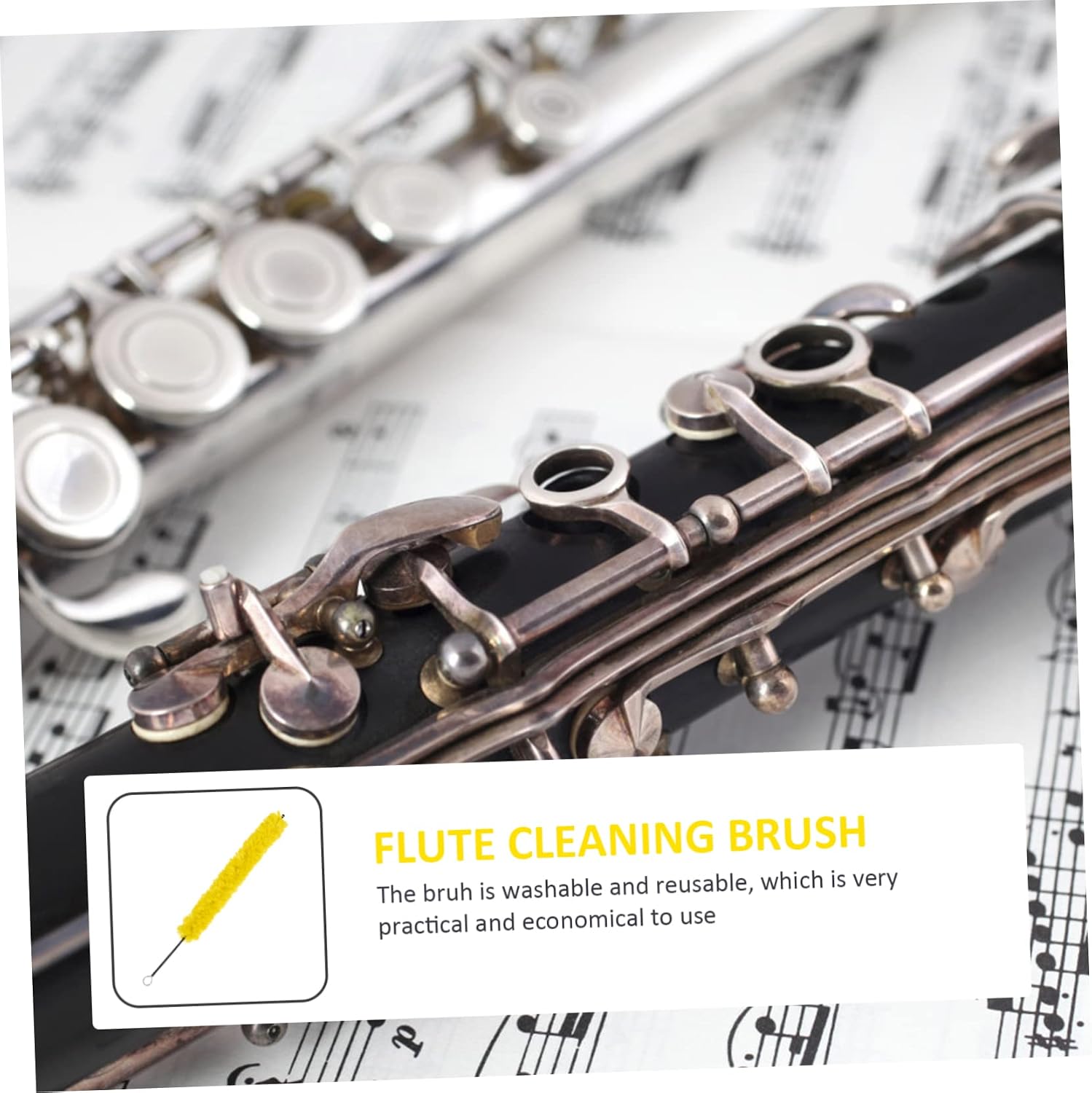 Abaodam 4pcs Flute Cleaning Brush Cotton Cleaning Tool for Flute Maintenance Compact Practical Design Safe Material for Beginners Extends Instrument Life
