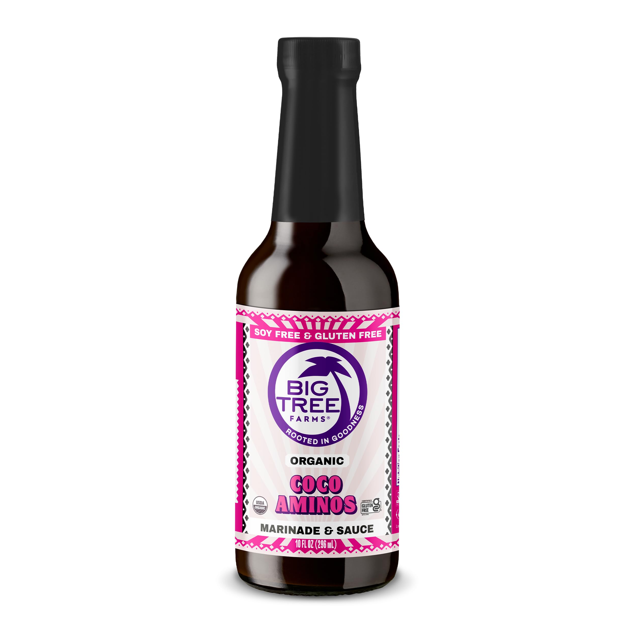 Big Tree Farms Organic Coco Aminos - Liquid Coconut Aminos, Soy-Free Sauce, Low Sodium, Soy Alternative, Gluten Free, Kosher, Warmly Umami, Marinade & Sauce, Non-GMO - Original, 10 Fl Oz (Pack of 1)
