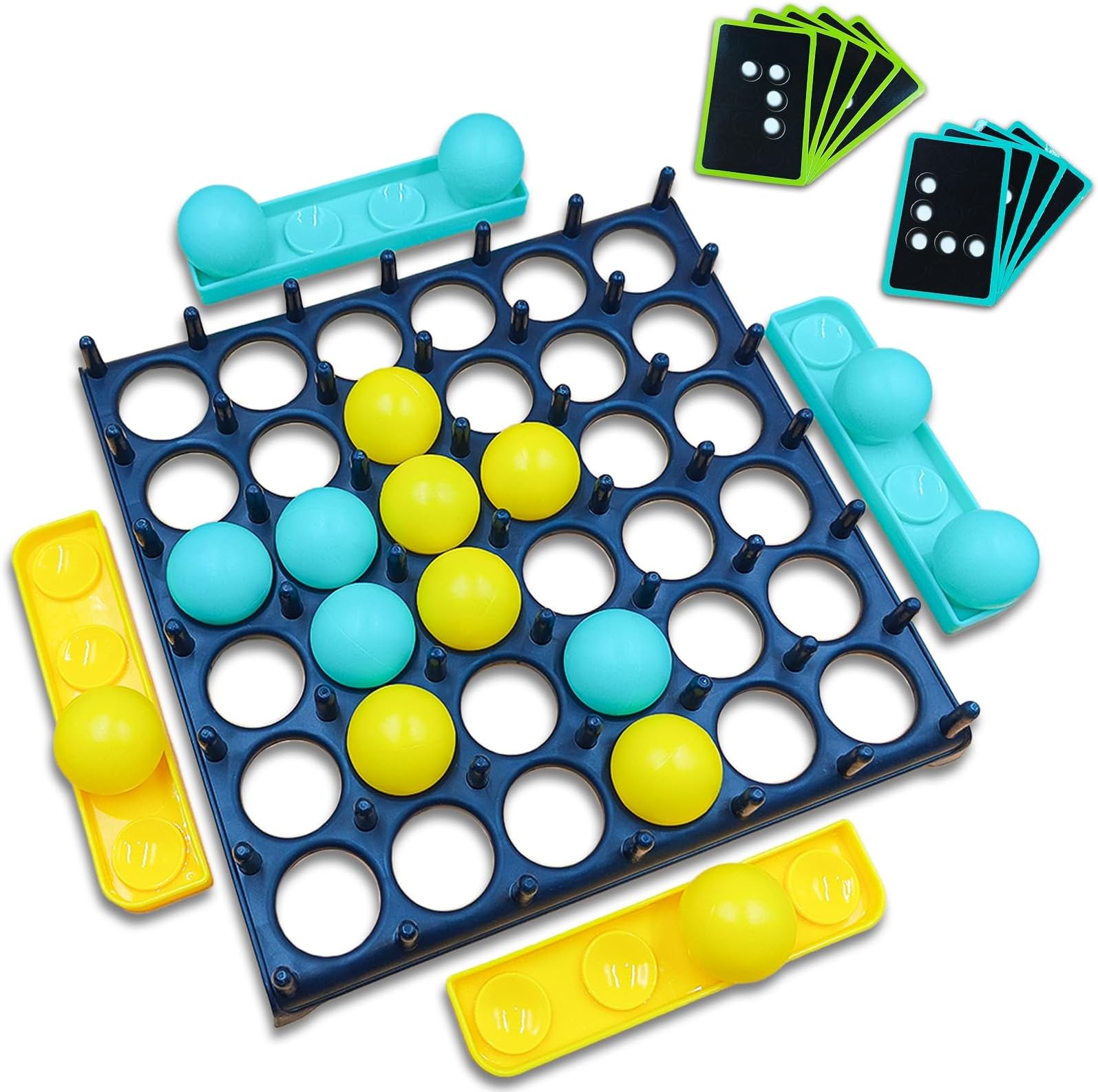 Bounce Ball Game Board Games: Family Board Games for Kids 4-12 & Adults, 16 Bouncing Balls & 9 Cards, Holiday Present for Kids