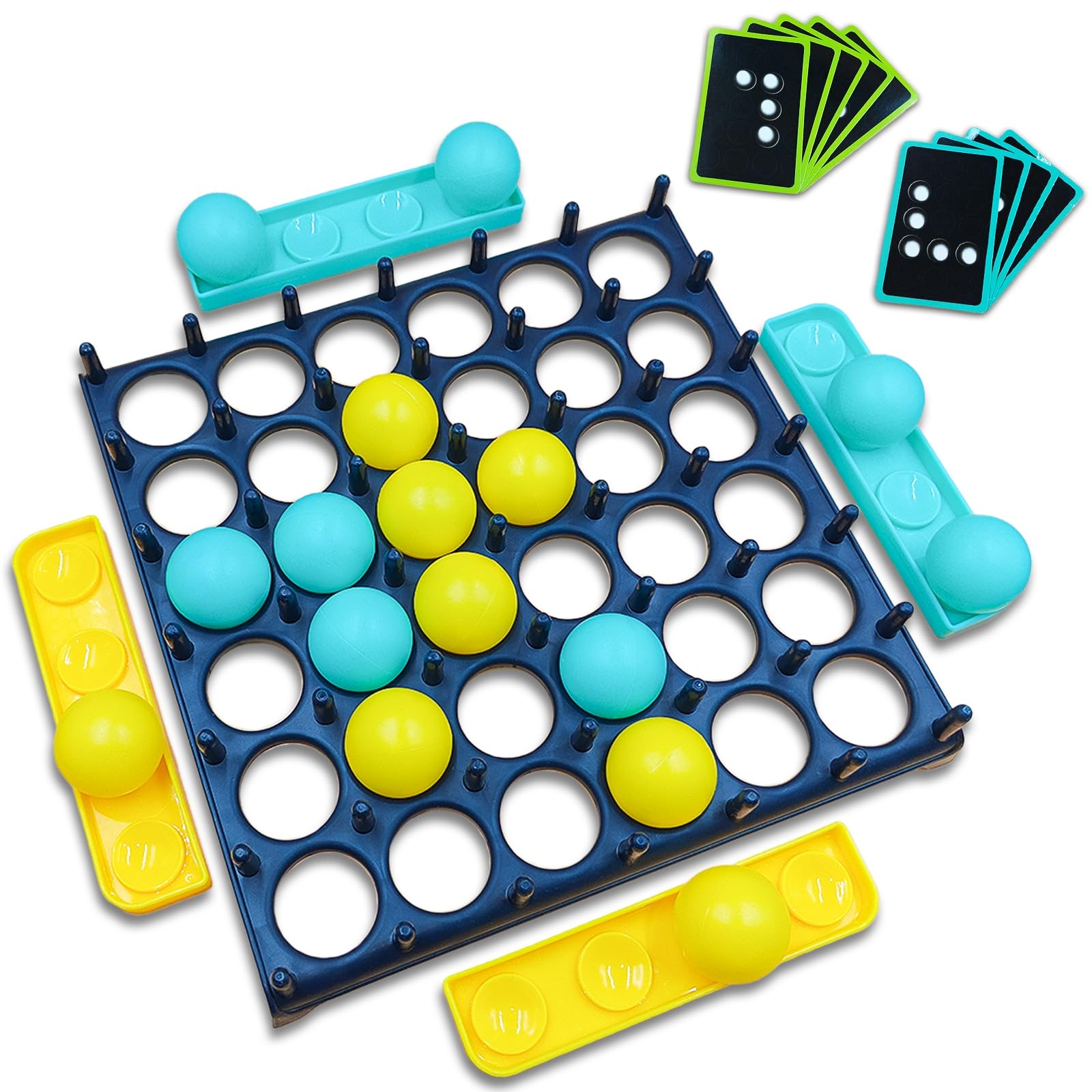 Bounce Ball Game Board Games: Family Board Games for Kids 4-12 & Adults, 16 Bouncing Balls & 9 Cards, Holiday Present for Kids