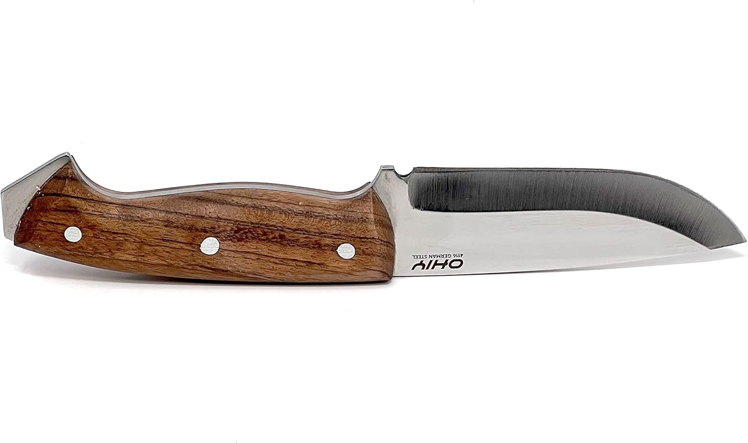 Handmade Bushcraft Knife with 4.25" Stainless 4116 German Steel Blade, Genuine Leather Sheath, Full Tang Walnut Handle