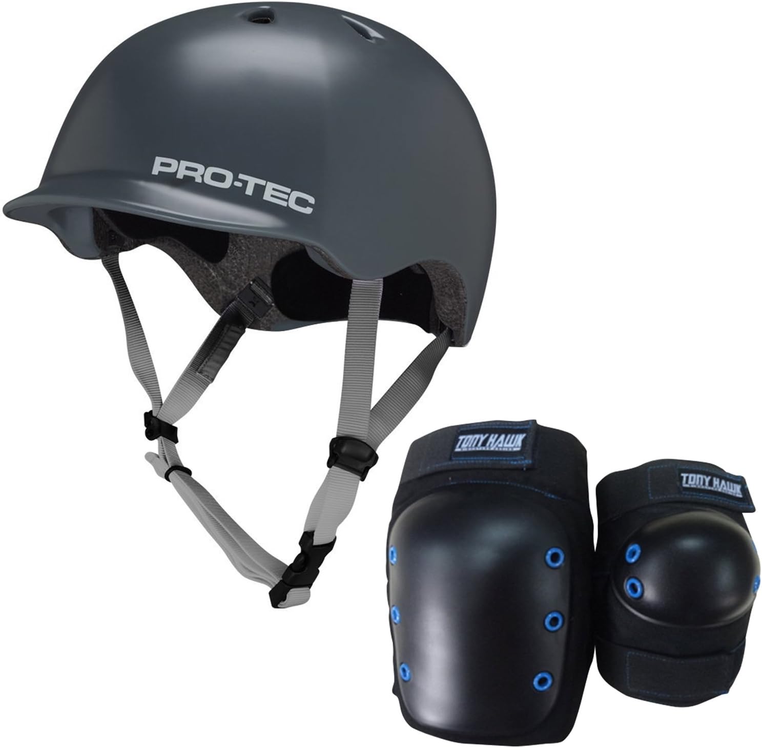 Pro Tec Bike Helmet RIOT STREET Gray Dip + TONY HAWK KNEE