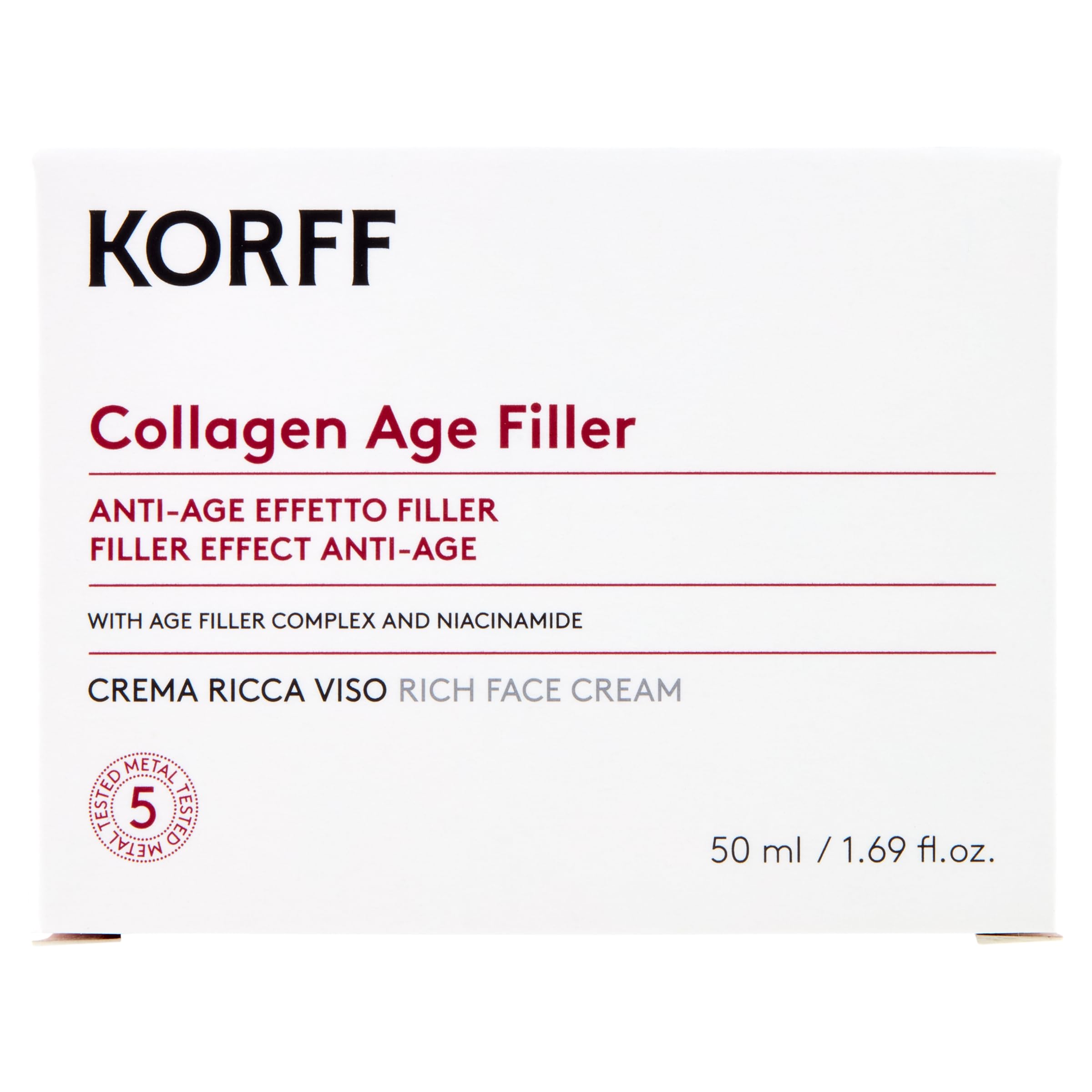 Korff Reichhaltige Gesichtscreme, Anti-Aging, Collagen Age Filler, Anti-Falten-Behandlung für glatte und hydratisierte Haut, für alle Hauttypen, geeignet für post-acta für ästhetische Dermatologie, 50