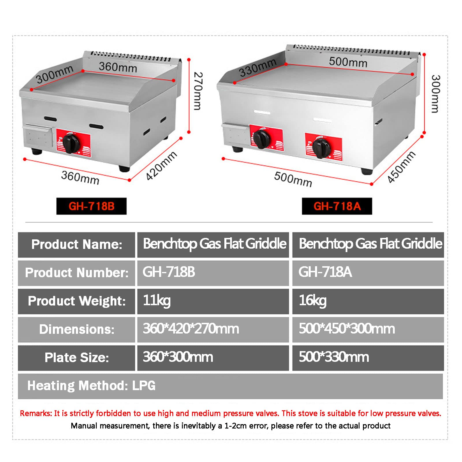 Piastra a gas GPL Commerciale in Acciaio Inox Heavy Duty Ristorante Outdoor Piastra di cottura a Gas Hamburger Grill Grandi Bruciatori antiaderenti Piatto caldo piatto e può cucinare per volumi