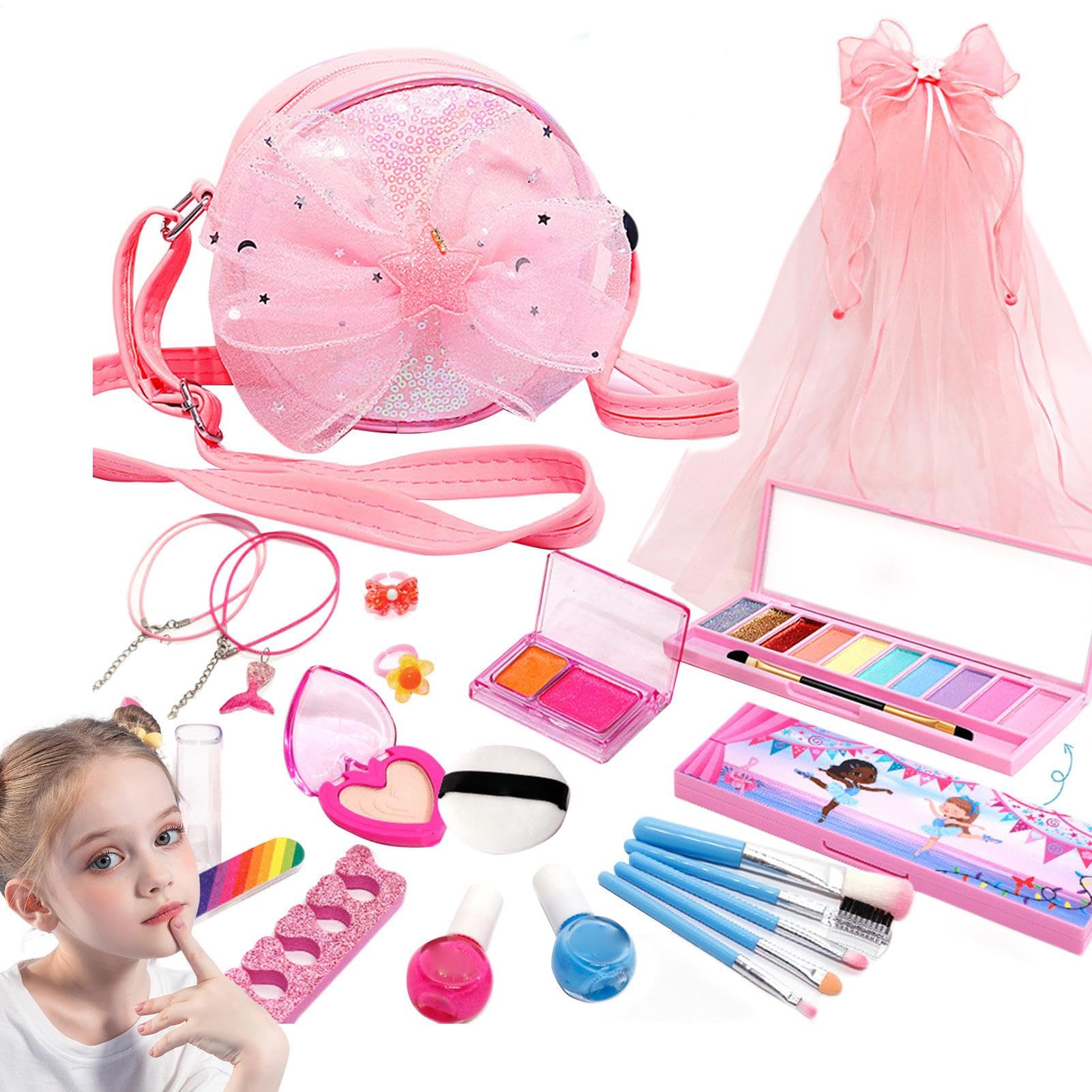 Trucco Per Bambini Giocattoli Per Fingere Realistici Portatili E Lavabili | Cosmetici per Ragazze Per Compleanno Viaggio Festa Evento Scuola Spiaggia Servizio Fotografico