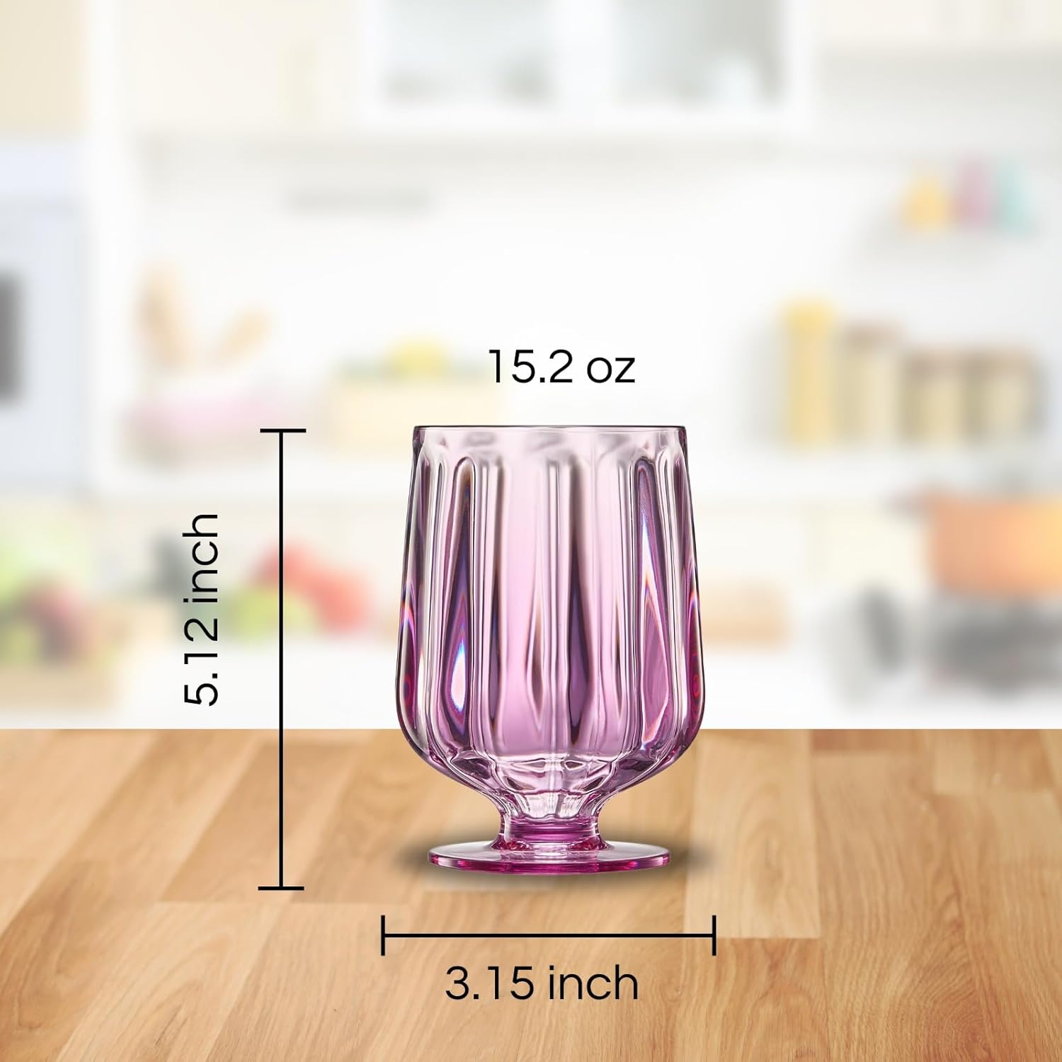 Khen Unbreakable Premium Drinking Glasses Set of 4-15oz Acrylic Plastic Goblet - European Style Shatterproof BPA-free Glassware Dishwasher-Safe, Indoor & Outdoor (Purple-Lilac)