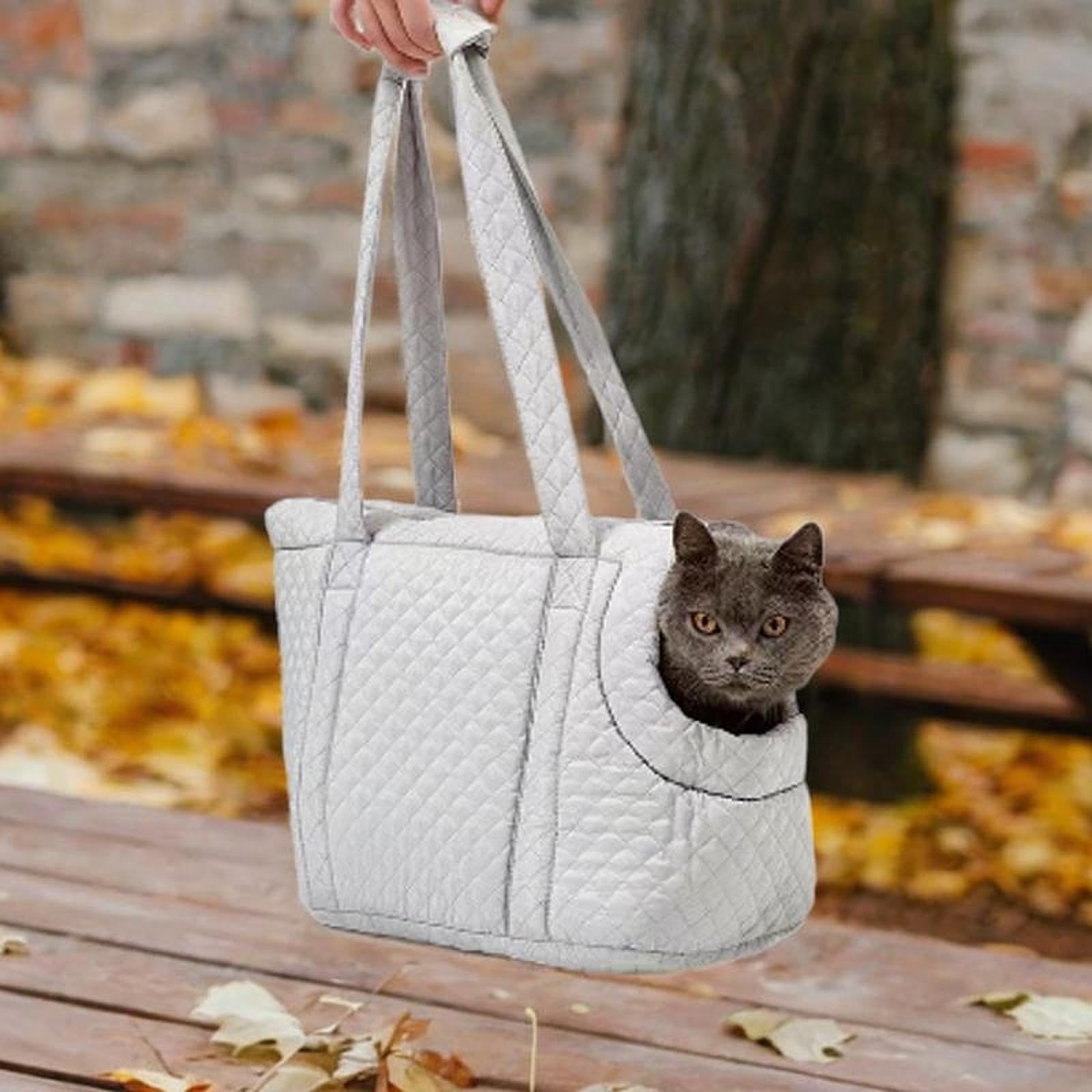 Transportín para Gatos, Bolso de Mano Suave para Mascotas, Bolso de Viaje para Coche, Bolso de Gran Capacidad para Viajes, Bolso para Perros Pequeños, Gris