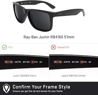 Revant Replacement Lenses for Ray-Ban Justin RB4165 51mm