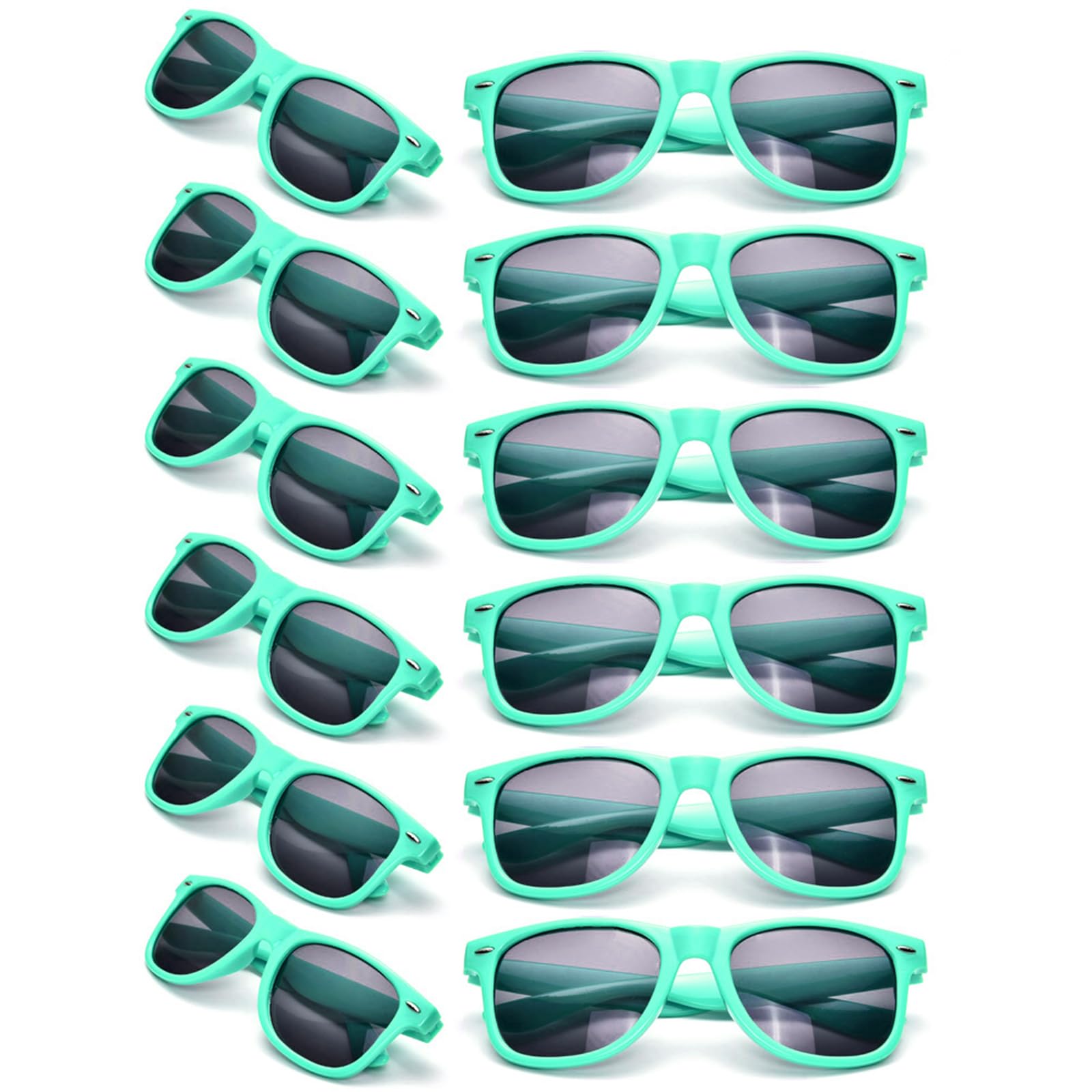 12 Pack Neon Colors Sunglasses Classic Retro Party Favors Sunglasses for Unisex Adult