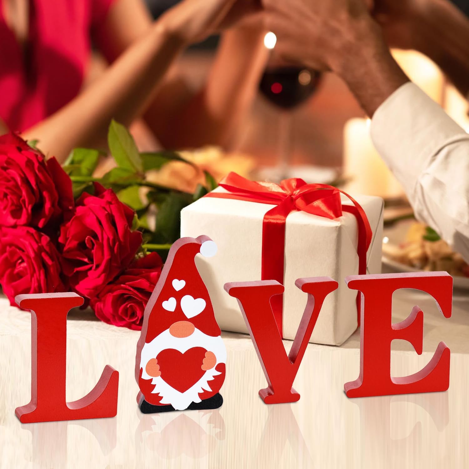Amazon.com: TONIFUL 3.93 Inch Love Wood Sign Table Decoration Red ...