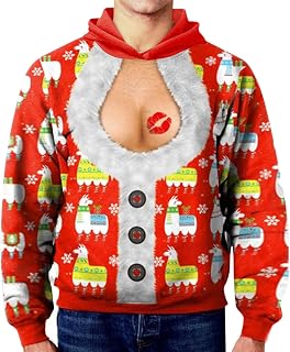 Christmas Hoodie Men's Winter Top Blouses Casual Fashion Warm Print Long Sleeve Sweatshirt Casual Amusing Print Blouse Pullover