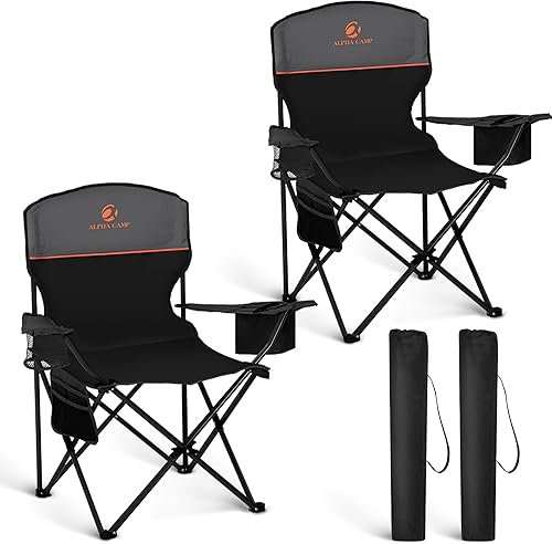 HIGH POINT SPORTS Paquete de 2 sillas de camping portátiles para adultos, silla plegable para campamento al aire libre, sillas de césped ligeras,