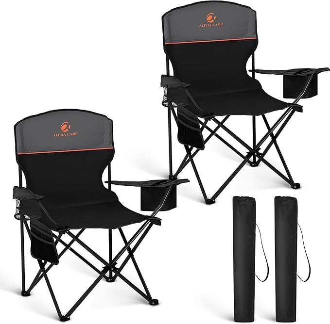 HIGH POINT SPORTS 2 Pack Portable Camping Chair for Adults, Folding Outdoor Camp Chair