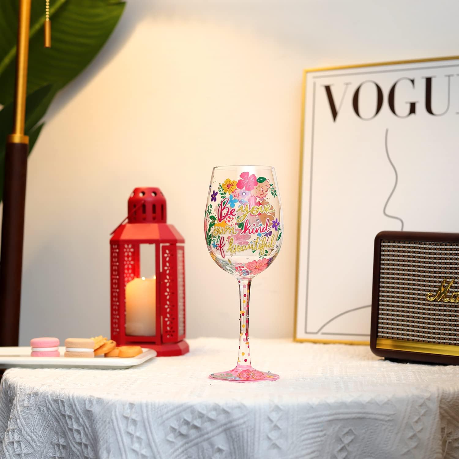 NymphFable Hand Painted Wildflowers Wine Glasses Birthday Wine Glass Birthday Gift for Women with Personalised Gift Box, 15oz - Image 3