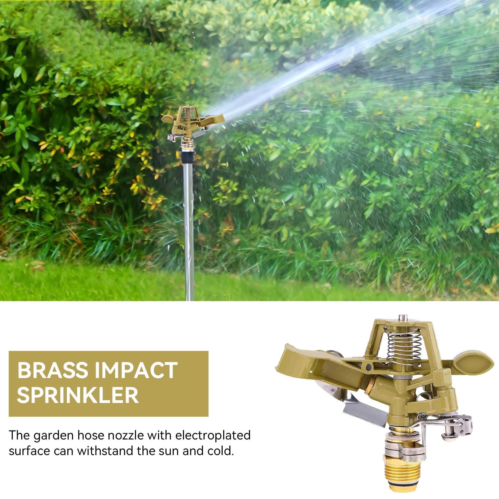 Irrigatore a Impatto in Ottone da 1/2 Pollice, 1 Pezzi Irrigatore a Spruzzo in Lega di Zinco Regolabile a 360° Testa Dell'irrigatore Per Carichi Pesanti con Ugelli Ruota L'irrigatore(1/2 pollice)
