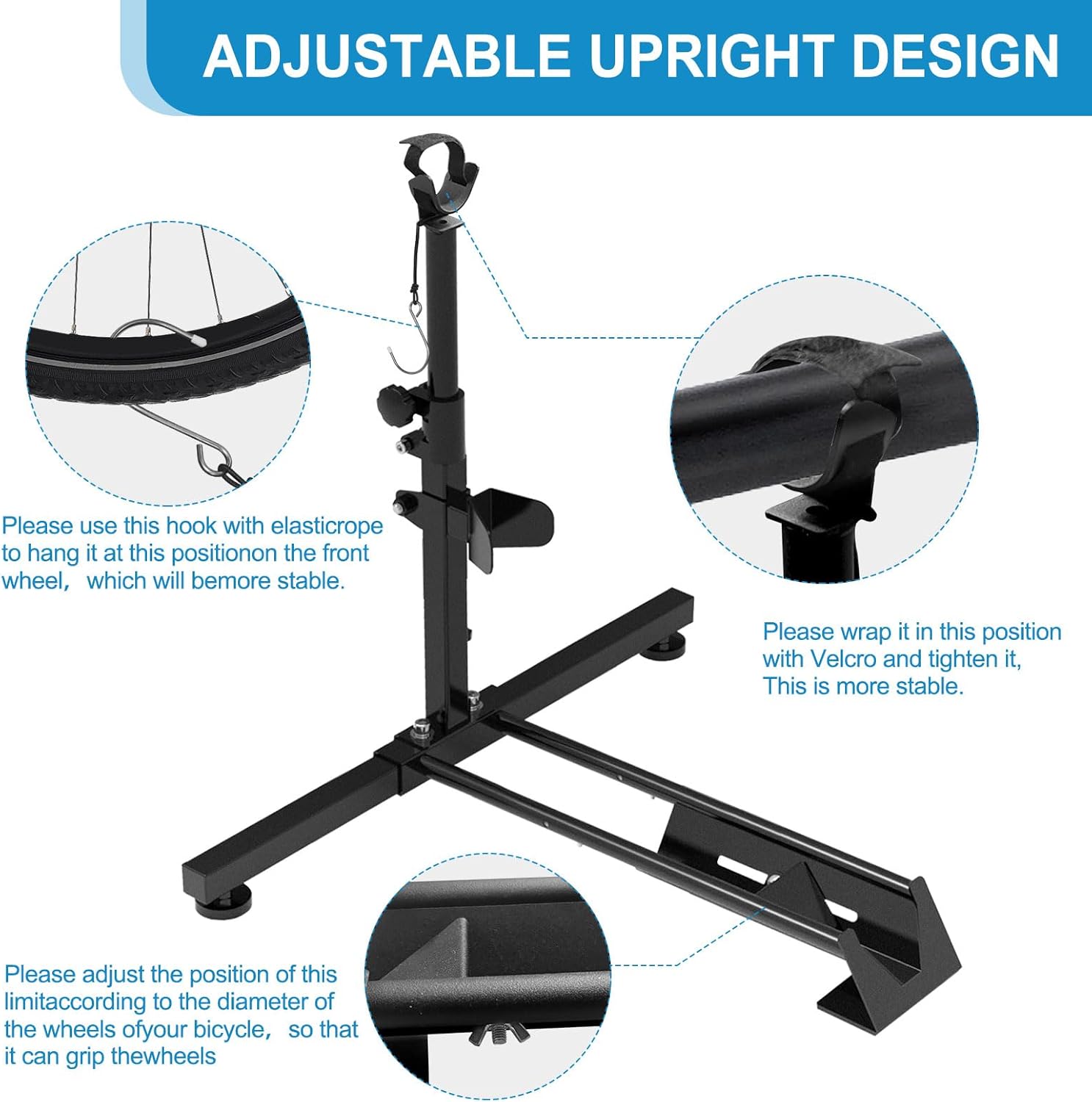 Bike Stand,Vertical Bike Rack Bicycle Floor Stand for Garage Storage, Indoor ,Outdoor and Apartment Space-Saving Rack with Adjustable Upright Design