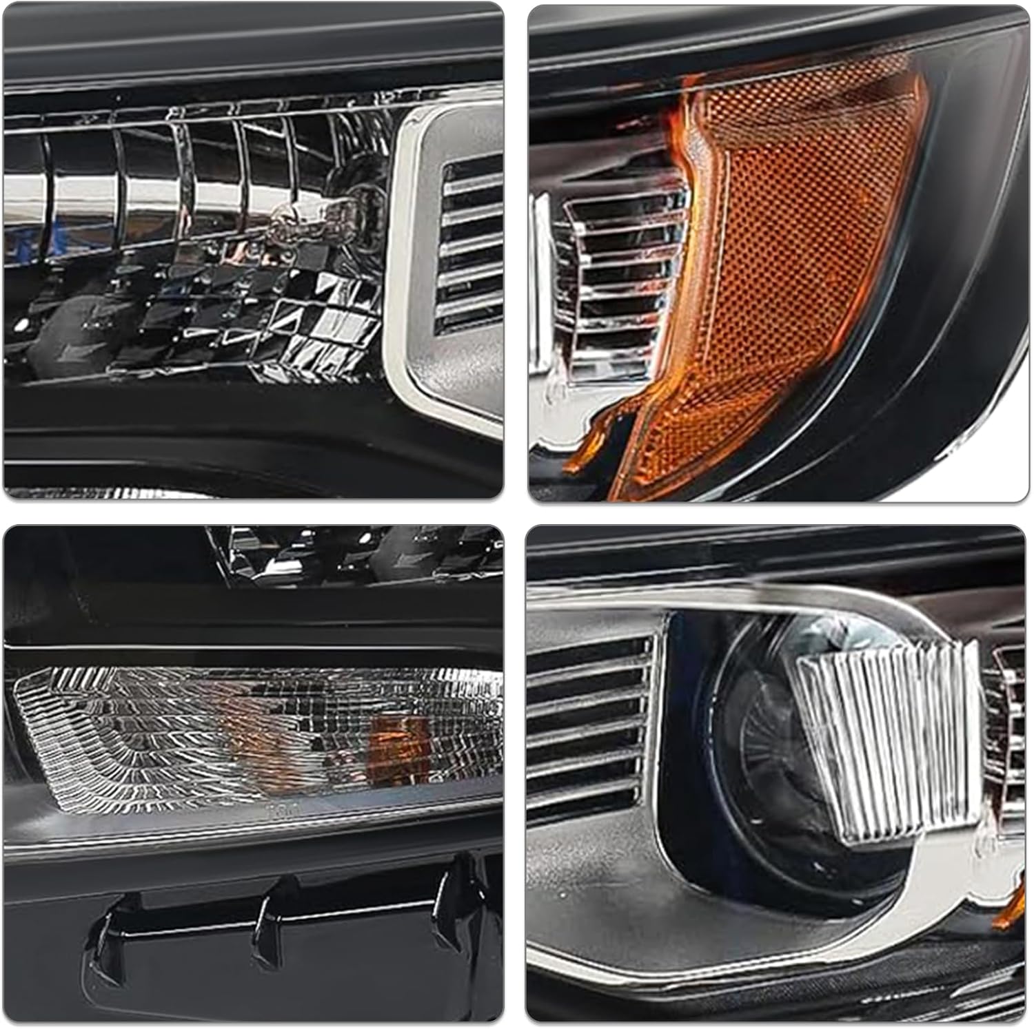 SOCKIR Headlight Assembly Fit for 2015 2016 2017 2018 Ford Edge [Halogen Model Type] w/o Bulbs OEM Projector Headlamp Replacement Driver & Passenger Side