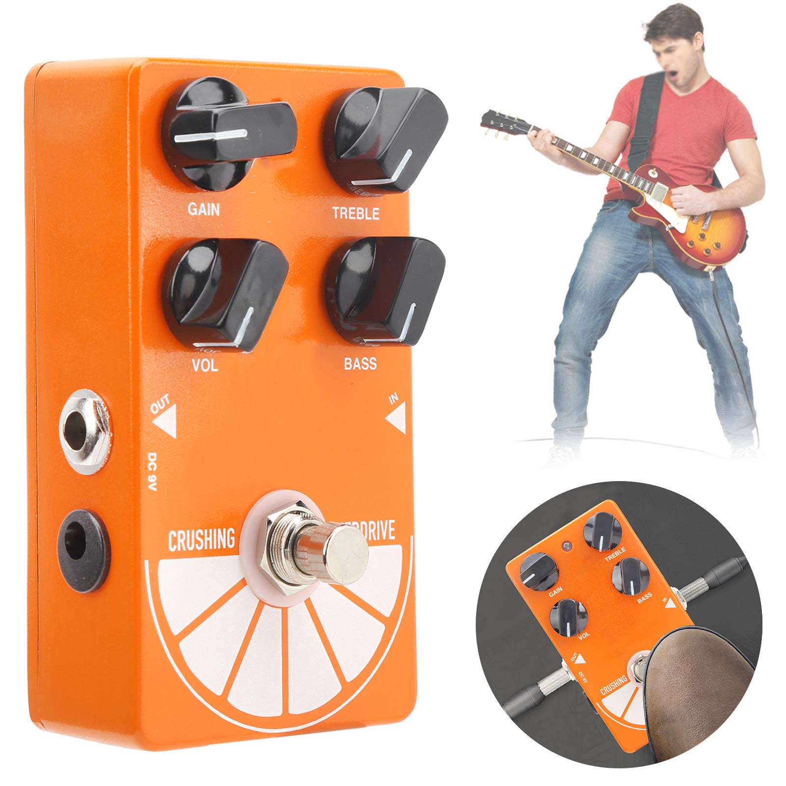 Pedał Overdrive do gitary elektrycznej, przenośny 4,4 X 2,5 X 1,3 cala Pedał Overdrive Mały rozmiar Pedał efektu Overdrive do gitary elektrycznej na gitarę