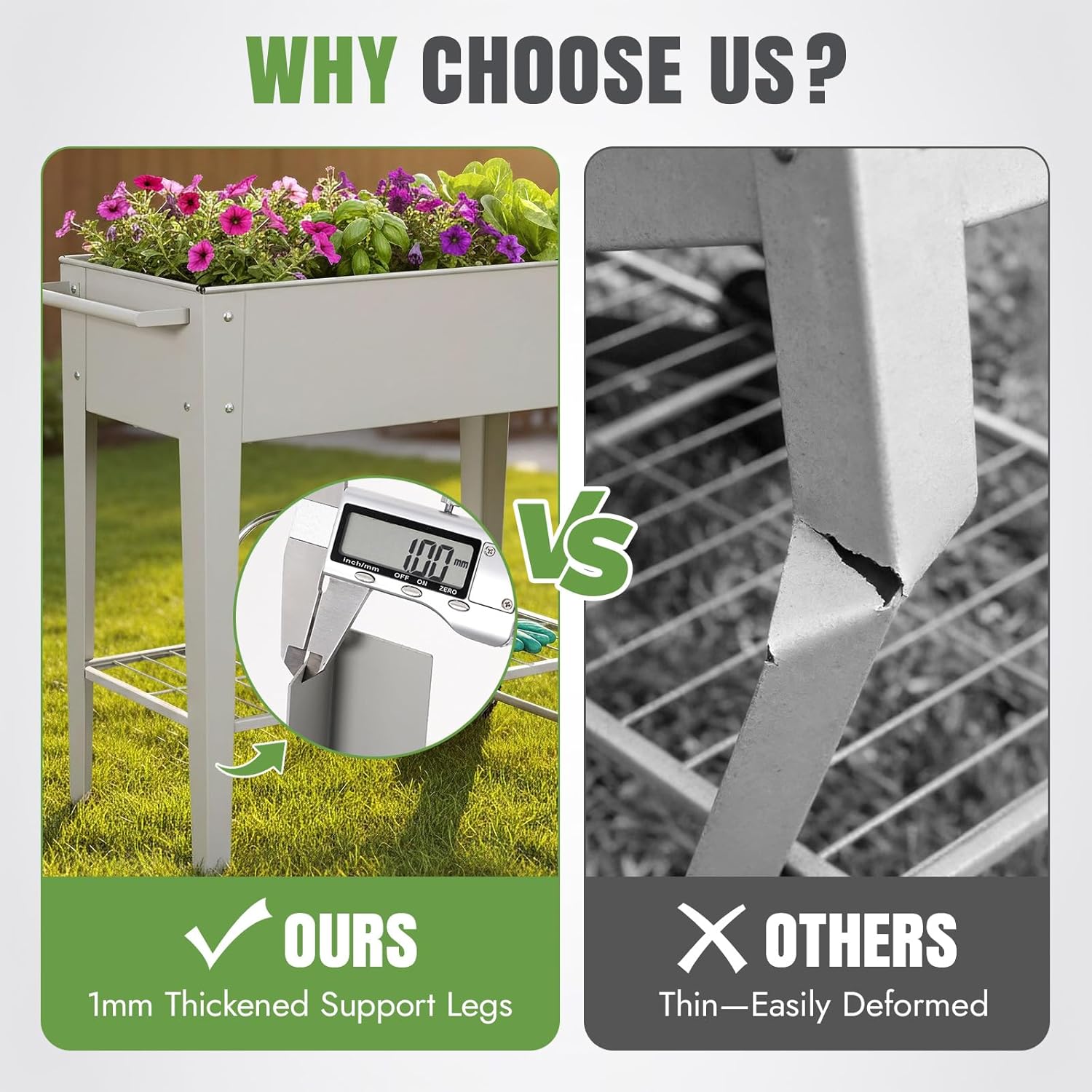 INNO STAGE 31.5" Tall Raised Garden Bed with Legs & Wheels- Elevated Planter Box with Shelf, Anti-Rust Metal Galvanized Steel Garden Bed for Herb, Vegetable, Gradening, Patio, Balcony, Backyard