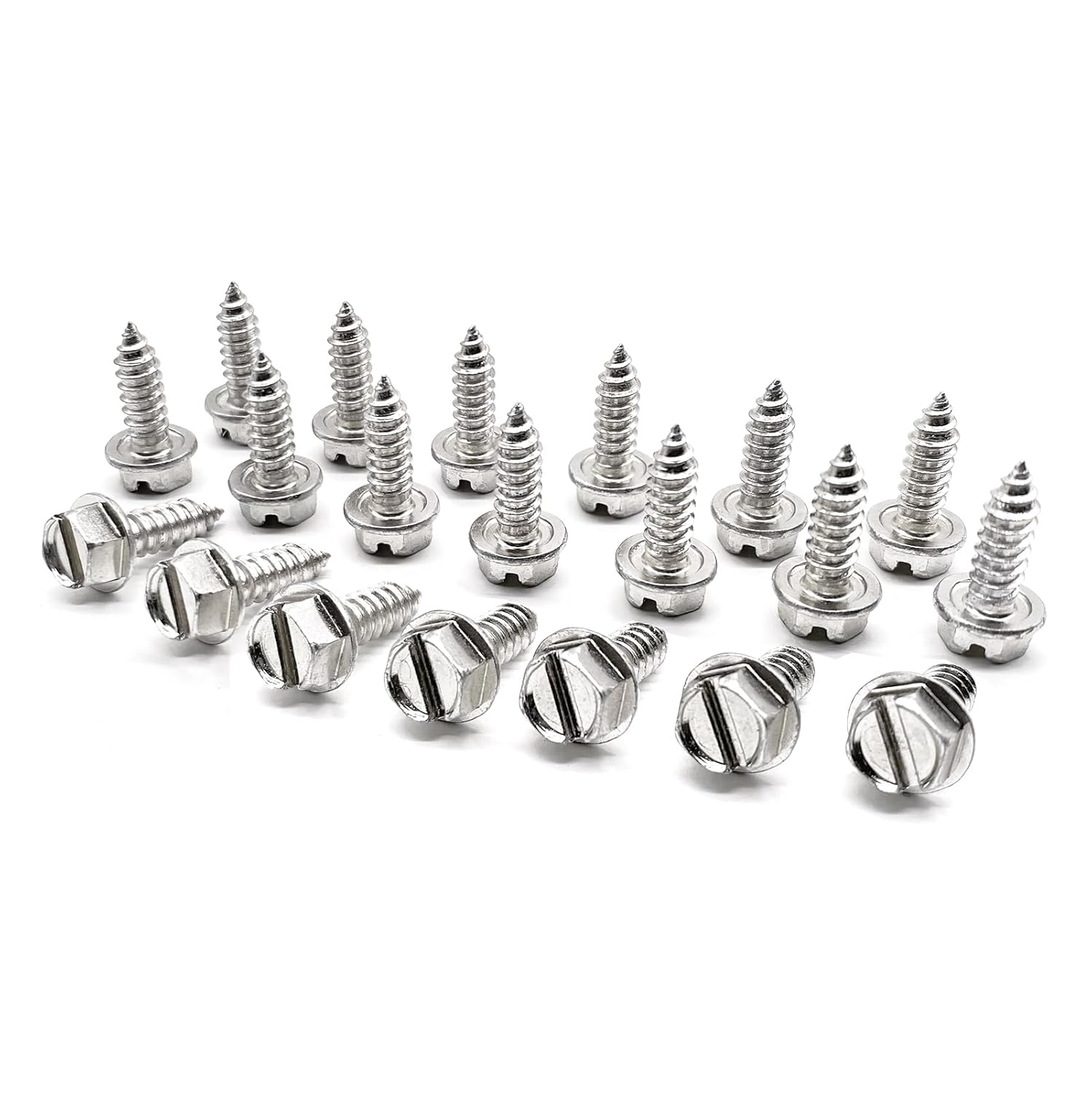 400 Pack License Plate Screws for Front and Back Plates, Frames and Covers on Cars, Trucks, SUVs - Rust Resistant, #14x3/4 Slotted Hex Washer Self Tapping Screws Zinc Black