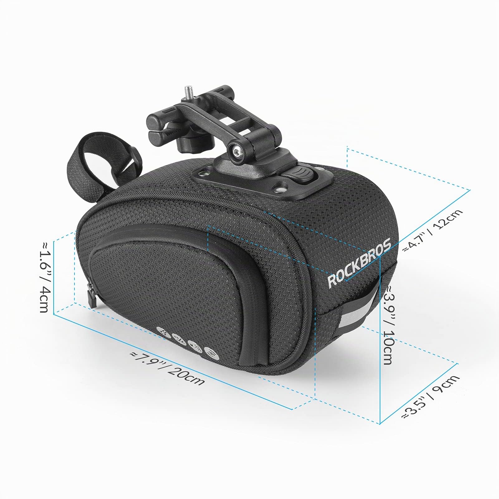 ROCKBROS Borsa da Sella per Bicicletta 1,5L, Borsa Sottosella Antigraffio con Portaborraccia, per Bici da Corsa, MTB, Pieghevole Bici