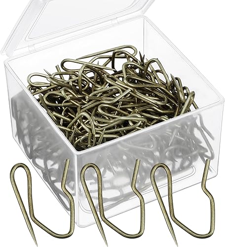 Paquete de 120 ganchos de metal para cortinas, ganchos plisados con caja transparente de 1.2 x 0.9 in para cortina de ventana, cortina de puerta y