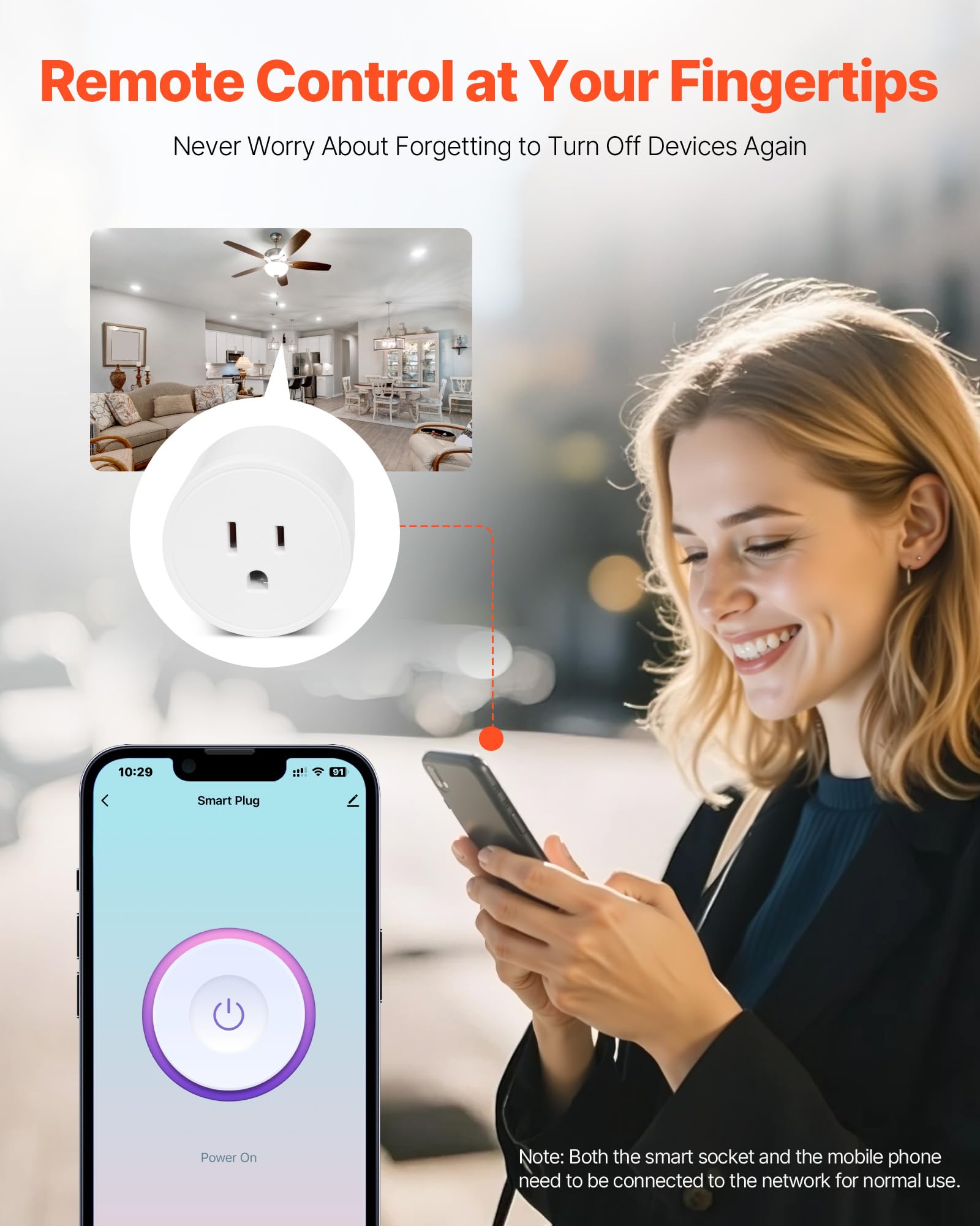 VEVOR Smart Plug WiFi Smart Outlet Compatible with Alexa and Google Home WiFi Plugs with Scheduling App Control — view 4