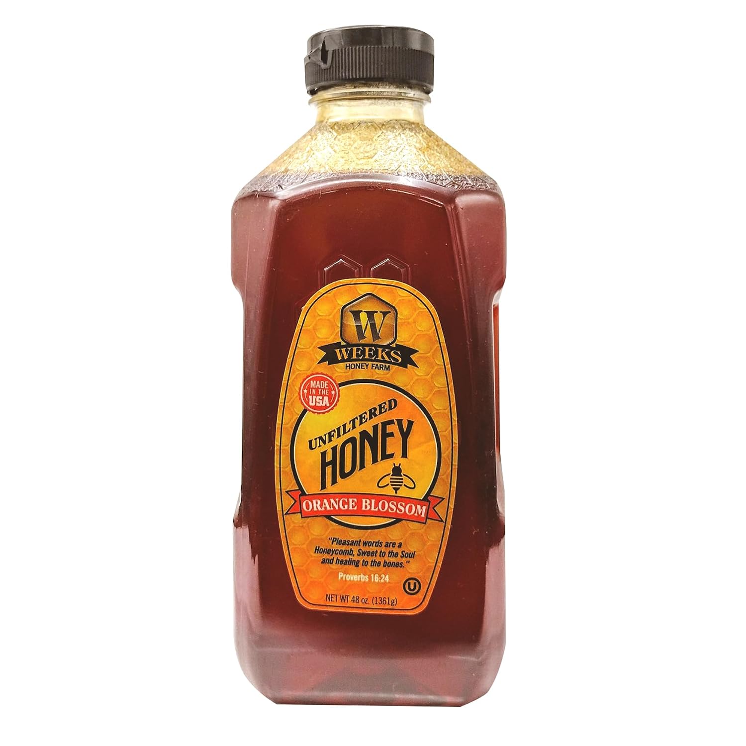Weeks Honey Farm 6 Pack of 48 Ounce (3 lb.) Orange Blossom Honey - Pure, Raw, Unfiltered, Unheated Honey Full of Vitamins, Minerals, Amino Acids, Phytonutrients | Superfood