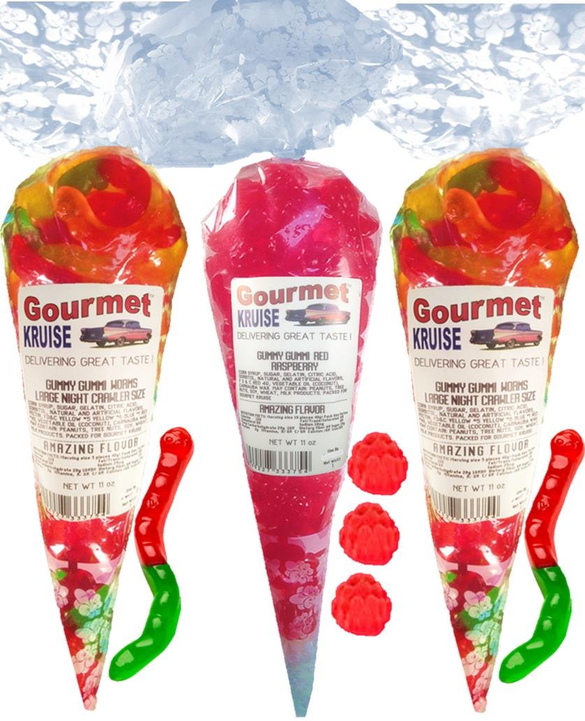 Gummy Worms (2) Wild Fruit Assorted (1) Red Raspberry