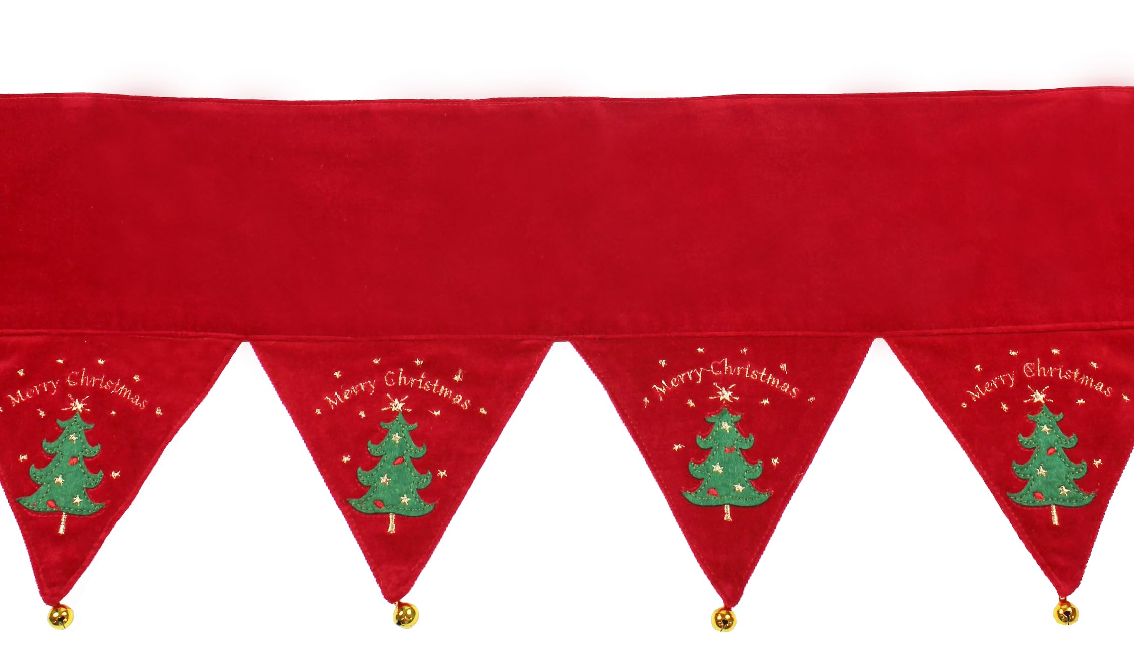 Velvet Tree Christmas Embroidered Mantle Piece Runner - 182cm