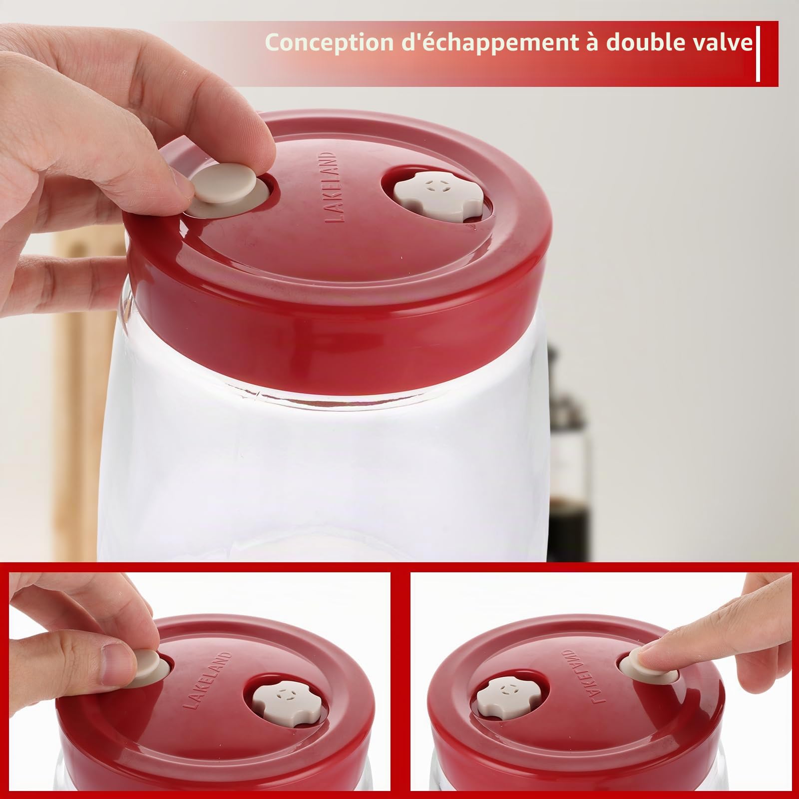 4 PCS Bocaux de Fermentation, 1.4L Verre de Fermentation avec Aération 1 Voie D'aération, Bocaux de Conservation pour Kéfir, Choucroute und Levain