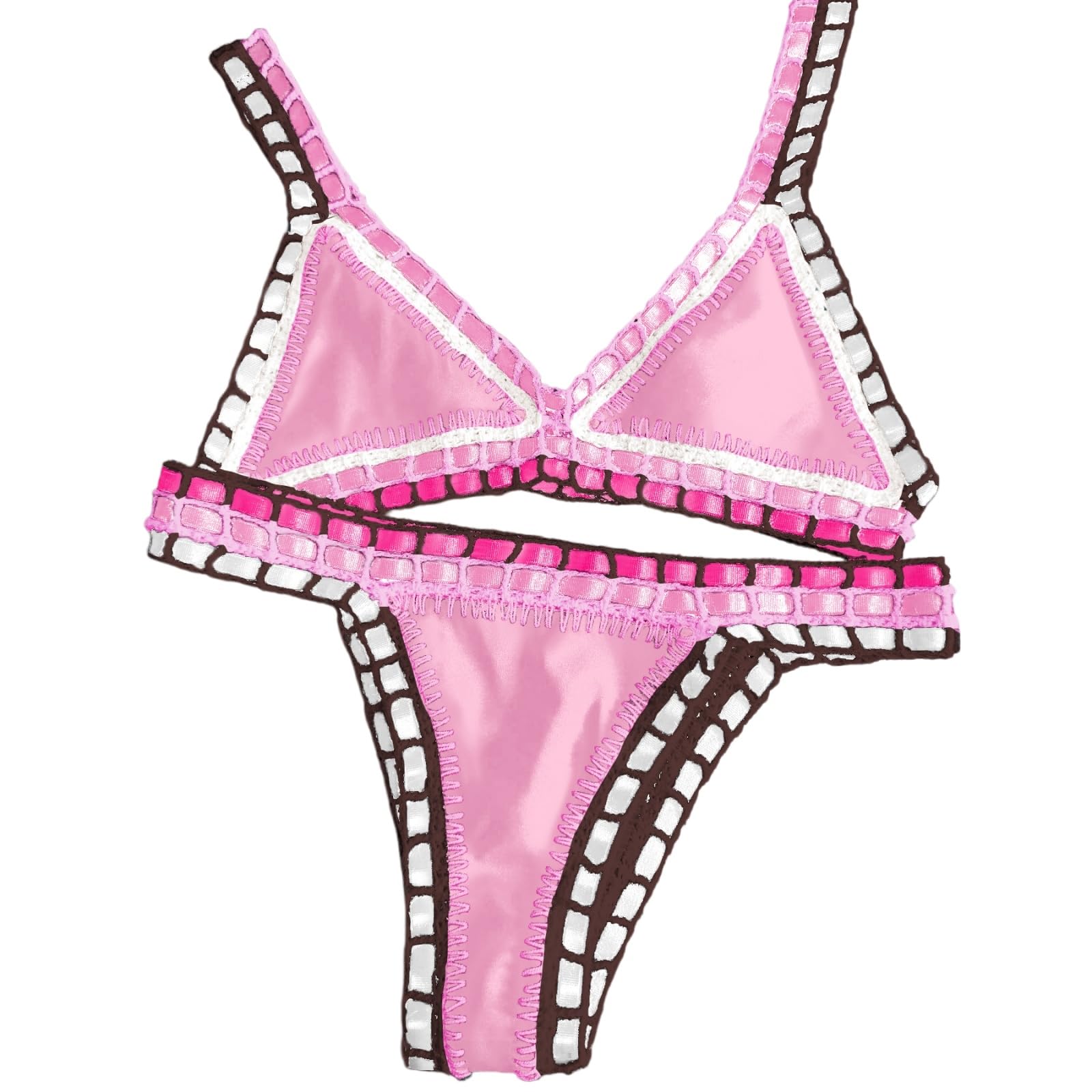Bikini 2025 Gancio Mano per Le Donne, Sexy Bandeau Push-up Costume da Bagno, Abito Bagno all'Uncinetto Patchwork Solido, Abbigliamento Spiaggia Elegante-United States-bikini5-l
